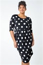 Black Curve Polka Dot Stretch Shift Pocket Dress, Image 2 of 5