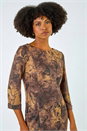 Tan Butterfly Pocket Stretch Shift Dress, Image 4 of 5