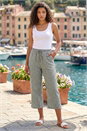 KHAKI Petite Stripe Cropped Wide Leg Trouser , Image 1 of 4