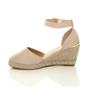 Natural AJVANI Natural Mid Wedge Heel Ankle Strap Espadrille Sandals, Image 3 of 6