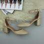 Natural AJVANI Natural Mid Block Heel Ankle Strap 2 Part Heels, Image 4 of 6