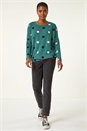Green Spot Print Snit Top, Image 2 of 5