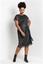 Silver Curve Metallic Plisse Midi Dress, Image 3 of 4