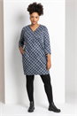 Navy  Curve Check Print Zip Shift Dress, Image 3 of 4