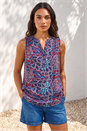 Blue Abstract Print Stretch Vest Top, Image 3 of 4