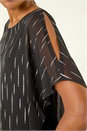 Black Foil Dot Overlay Asymmetric Top, Image 5 of 5
