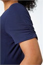 Navy  Petite Gathered Waist Midi Stretch Dress, Image 5 of 5