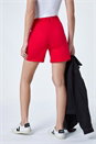 Red Stretch Elastic Waist Turn Up Shorts, Image 3 of 5
