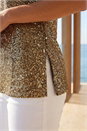 Gold Sequin V-Neck Vest Top, Image 4 of 4