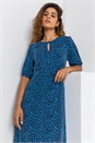 Royal Blue Animal Print Stretch Midi Dress, Image 5 of 5
