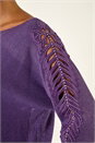 Purple Shimmer Leaf Knit Jumper, Image 5 of 5