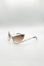 Brown SVNX Brown Butterfly Dimante Rimless Sunglasses In Brown, Image 2 of 4