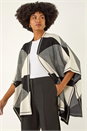 Black Monochrome Knit Poncho, Image 4 of 5