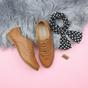 Tan AJVANI Tan Flat Lace Up Oxfords Brogues, Image 4 of 6