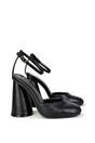 Black XY LONDON Black 'Ekin' Ankle Strap Statement Cylinder Block Heel, Image 1 of 5