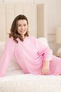 Pink Camille Lingerie Pink 100% Cotton Knee Length Long Sleeved Nightdress, Image 4 of 6