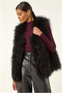 Black Longline Faux Fur Gilet, Image 4 of 5