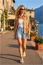 Stone Faux Suede Cut Out Shacket , Image 1 of 4