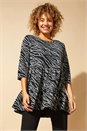 Black Animal Print Tiered Top, Image 1 of 4