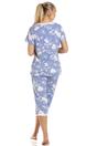 Light Blue Camille Lingerie Light Blue Lightweight Floral Capri Pyjama Set, Image 4 of 5