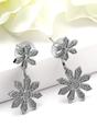 Silver Double Daisy Crystal Drop Earrings, Image 3 of 3
