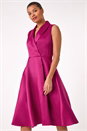 Pink Satin Tuxedo Style Midi Dress, Image 1 of 5