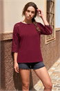 Wine Petite Contrast Sleeve Top, Image 3 of 4