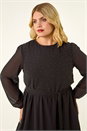 Black Curve Hotfix Tie Waist Dress, Image 4 of 5