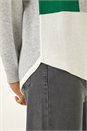 Grey Ribbed Colour Block Knit Jumper, Image 5 of 5