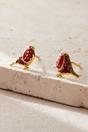 Gold Red Robins Sterling Silver Christmas Stud Earrings Dainty Birds, Image 3 of 3