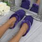 Purple Faux Fur Lined Slip On Memory Foam Mules Slippers, Image 4 of 5