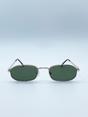 Gold Slim Metal Oval Frame in Gold with Khaki Lenses, Image 2 of 5