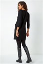 Black Ribbed Pocket Detail Stretch Shift Dress, Image 3 of 5