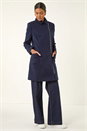Navy  Longline Biker Coat, Image 2 of 5