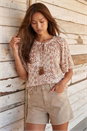Stone Patchwork Tie Front Top, Image 3 of 4