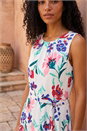 Ivory  Pleat Neck Floral Midi Dress, Image 4 of 4