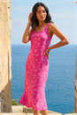 PINK Dandelion Print Midi Dress, Image 2 of 4