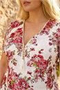 Red Curve Floral Lace Zip Front Blouse, Image 4 of 4