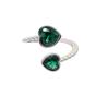 Silver Double Heart Emerald Heart May Birthstone Adjustable Silver Ring, Image 1 of 4