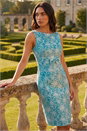 Sky Blue Jaquard Bow Front Shift Dress, Image 1 of 4
