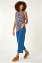 Mauve Leaf Puff Print Stretch Top, Image 2 of 5