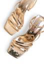 Gold Robin Gold Strappy Square Toe Mid Heels, Image 4 of 4