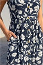Navy  Floral Print Midi Sundress, Image 4 of 4