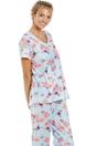 Light Blue Camille Lingerie Light Blue Lightweight Floral Print Pyjama Set, Image 3 of 5