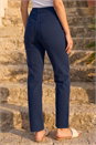 Navy  Petite Stretch Straight Leg Trousers, Image 3 of 4