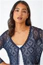 Navy  Knitted Crochet Shimmer Shrug, Image 4 of 5