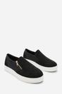 Black 'Galia' Zip Detail Trainer with Diamante Toe, Image 3 of 6
