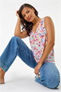 Blue Floral Print Bar Back Vest Top, Image 1 of 5