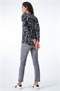 Black Paisley Print Zip Front Top  , Image 3 of 5