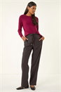 Aubergine Check Elasticated Waist Drawcord Trouser, Image 2 of 5